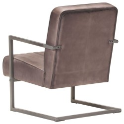 Chaise de canapé cantilever marron délavé cuir véritable 