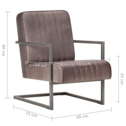 Chaise de canapé cantilever marron délavé cuir véritable 