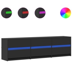 Meuble TV avec LED noir 180x34x50 cm bois d'ingénierie 