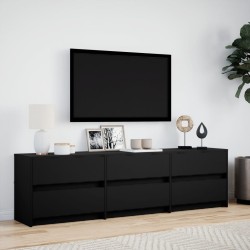 Meuble TV avec LED noir 180x34x50 cm bois d'ingénierie 