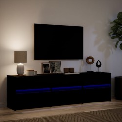 Meuble TV avec LED noir 180x34x50 cm bois d'ingénierie 