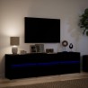 Meuble TV avec LED noir 180x34x50 cm bois d'ingénierie 