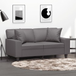 Canapé 2 places avec oreillers gris 120 cm similicuir 