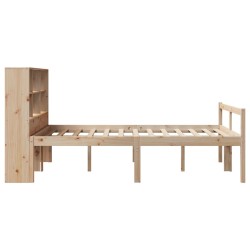 Lit bibliothèque sans matelas 140x190 cm bois de pin massif 
