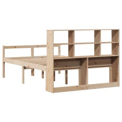 Lit bibliothèque sans matelas 140x190 cm bois de pin massif 