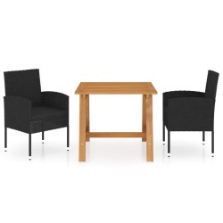 Ensemble à manger de jardin 3 pcs Noir 