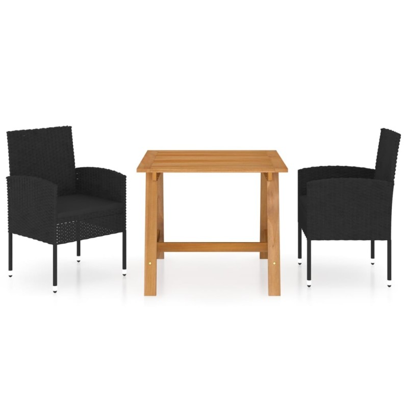 Ensemble à manger de jardin 3 pcs Noir 