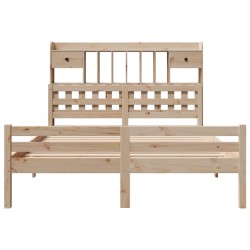 Lit bibliothèque sans matelas 160x200 cm bois massif de pin 