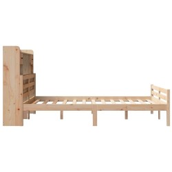 Lit bibliothèque sans matelas 160x200 cm bois massif de pin 