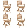 Chaises pliables de jardin lot de 4 avec coussins Bois d'acacia 