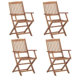Chaises pliables de jardin lot de 4 avec coussins Bois d'acacia 