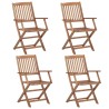 Chaises pliables de jardin lot de 4 avec coussins Bois d'acacia 