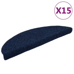 Tapis d'escalier autocollants 15 pcs Bleu 56x17x3 cm Aiguilleté 