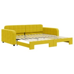Lit de jour avec lit gigogne jaune 100x200 cm velours 