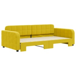 Lit de jour avec lit gigogne jaune 100x200 cm velours 