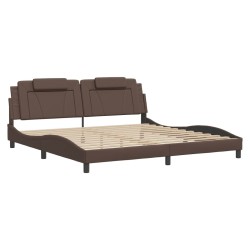 Cadre de lit avec LED sans matelas marron 200x200 cm 