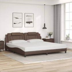 Cadre de lit avec LED sans matelas marron 200x200 cm 