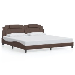 Cadre de lit avec LED sans matelas marron 200x200 cm 