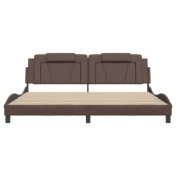 Cadre de lit avec LED sans matelas marron 200x200 cm 