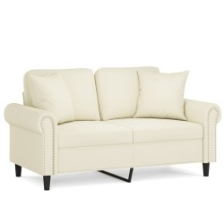Canapé 2 places avec oreillers décoratifs crème 120 cm velours 