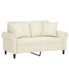 Canapé 2 places avec oreillers décoratifs crème 120 cm velours 