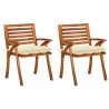 Chaises à manger de jardin avec coussins lot de 2 Acacia massif 