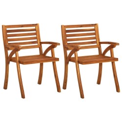 Chaises à manger de jardin avec coussins lot de 2 Acacia massif 