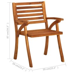 Chaises à manger de jardin avec coussins lot de 2 Acacia massif 