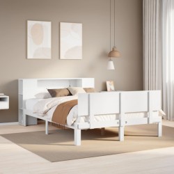 Lit bibliothèque sans matelas blanc 120x200 cm bois pin massif 