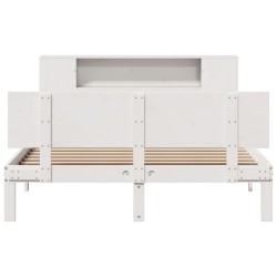Lit bibliothèque sans matelas blanc 120x200 cm bois pin massif 