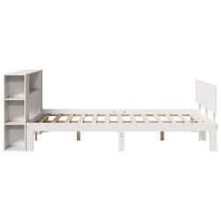 Lit bibliothèque sans matelas blanc 120x200 cm bois pin massif 