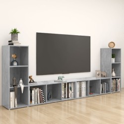 Meubles TV 4 pcs Gris béton 107x35x37 cm Bois d'ingénierie 