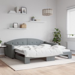 Lit de jour avec gigogne sans matelas gris clair 100x200 cm 