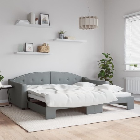 Lit de jour avec gigogne sans matelas gris clair 100x200 cm 