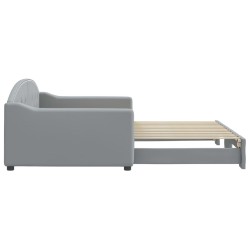 Lit de jour avec gigogne sans matelas gris clair 100x200 cm 