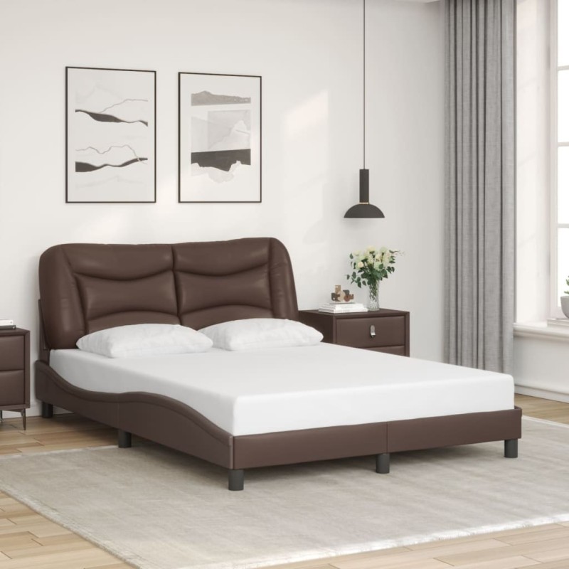 Cadre de lit sans matelas marron 140x190 cm similicuir 