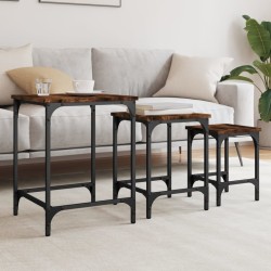 Tables basses gigognes 3 pcs chêne fumé bois d'ingénierie 