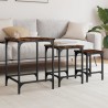 Tables basses gigognes 3 pcs chêne fumé bois d'ingénierie 