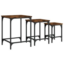 Tables basses gigognes 3 pcs chêne fumé bois d'ingénierie 
