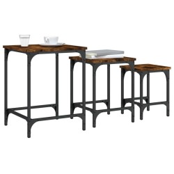 Tables basses gigognes 3 pcs chêne fumé bois d'ingénierie 
