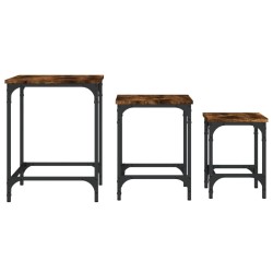 Tables basses gigognes 3 pcs chêne fumé bois d'ingénierie 