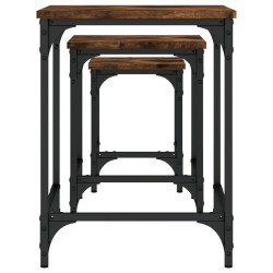Tables basses gigognes 3 pcs chêne fumé bois d'ingénierie 