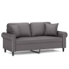 Canapé 2 places avec oreillers décoratifs gris 140cm similicuir 