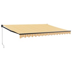 Auvent rétractable jaune et blanc 4x3 m tissu et aluminium 