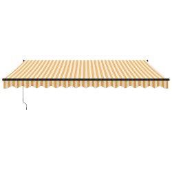Auvent rétractable jaune et blanc 4x3 m tissu et aluminium 