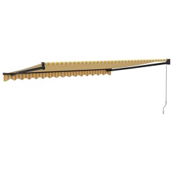 Auvent rétractable jaune et blanc 4x3 m tissu et aluminium 