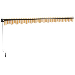 Auvent rétractable jaune et blanc 4x3 m tissu et aluminium 