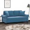 Canapé 2 places avec oreillers décoratifs bleu 140 cm velours 