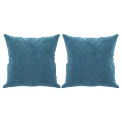 Canapé 2 places avec oreillers décoratifs bleu 140 cm velours 