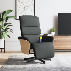 Fauteuil inclinable de massage et repose-pieds gris foncé tissu 